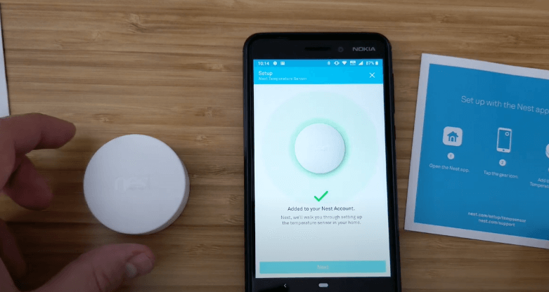 Google Nest Temperature Sensor in mobile